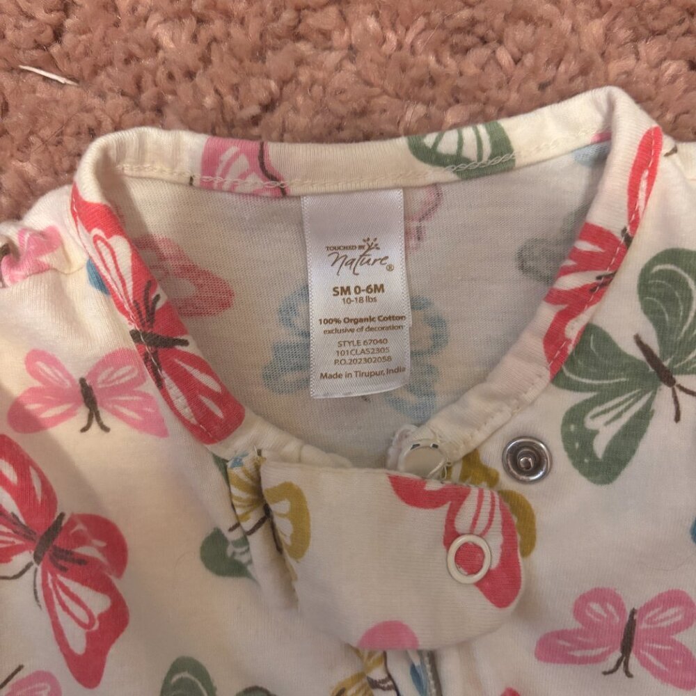 Touched by Nature Baby Organic Cotton Wearable Sleeping Bag Butterfly 0-6 Months - Picture 3 of 4